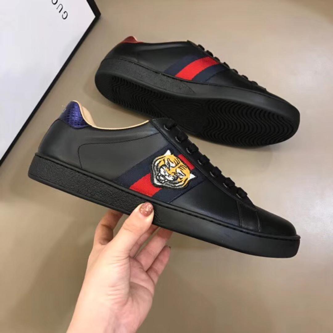 GUCCI TIGER ACE EMBROIDERED SNEAKER BLACK