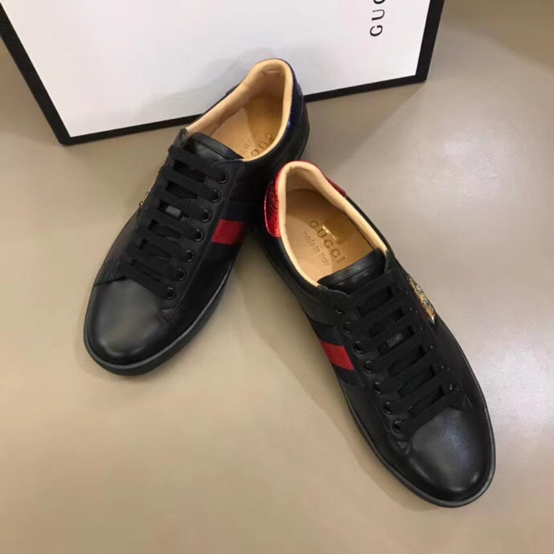 GUCCI TIGER ACE EMBROIDERED SNEAKER BLACK