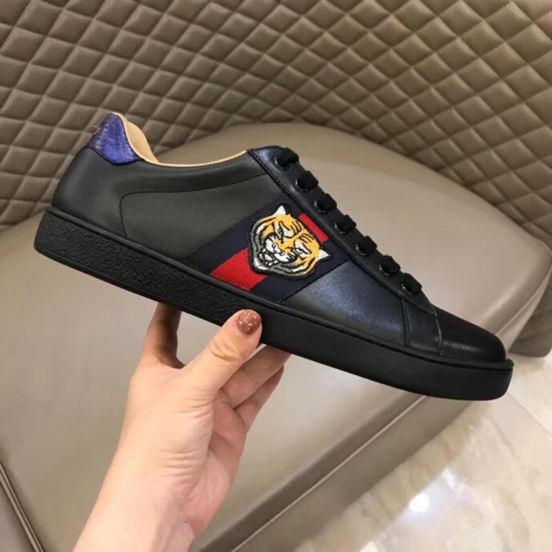 GUCCI TIGER ACE EMBROIDERED SNEAKER BLACK