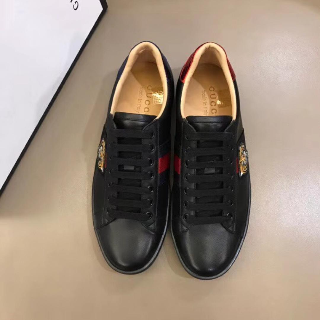 GUCCI TIGER ACE EMBROIDERED SNEAKER BLACK