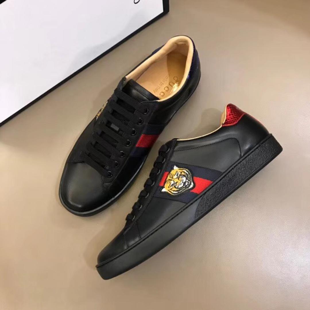 GUCCI TIGER ACE EMBROIDERED SNEAKER BLACK