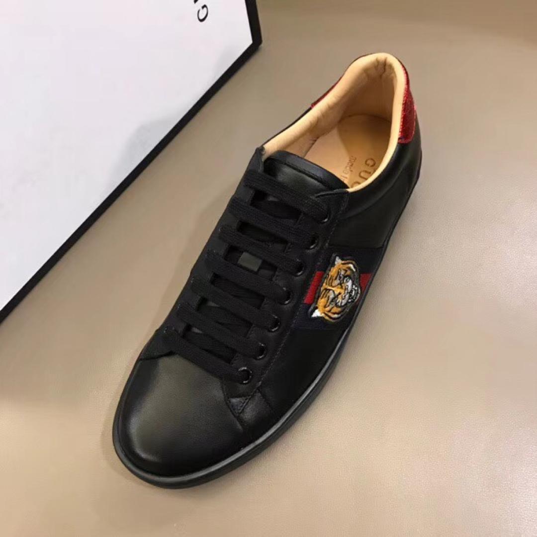 GUCCI TIGER ACE EMBROIDERED SNEAKER BLACK