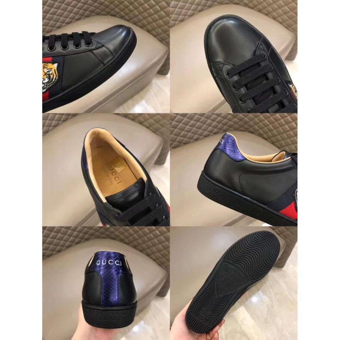 GUCCI TIGER ACE EMBROIDERED SNEAKER BLACK