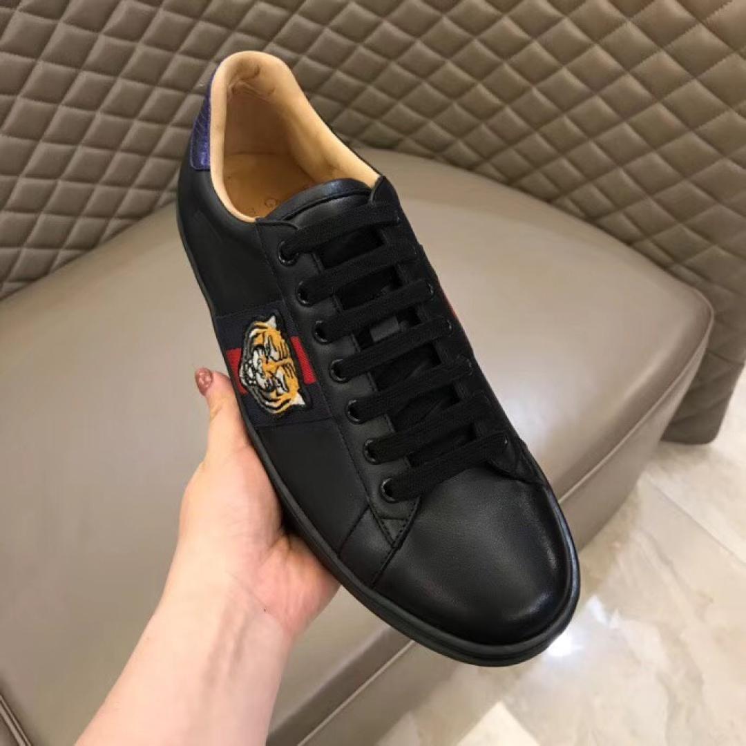 GUCCI TIGER ACE EMBROIDERED SNEAKER BLACK