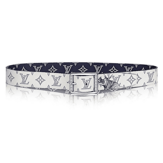 LOUIS VUITTON WHITE/BLUE MONOGRAM SA.VANE CANVAS CHAP.MAN BROTHERS RE.VERSO BELT