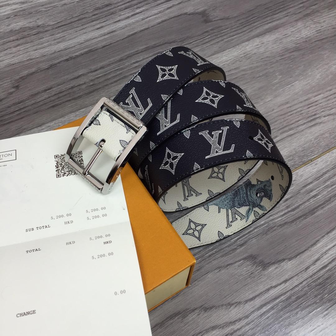 LOUIS VUITTON WHITE/BLUE MONOGRAM SA.VANE CANVAS CHAP.MAN BROTHERS RE.VERSO BELT