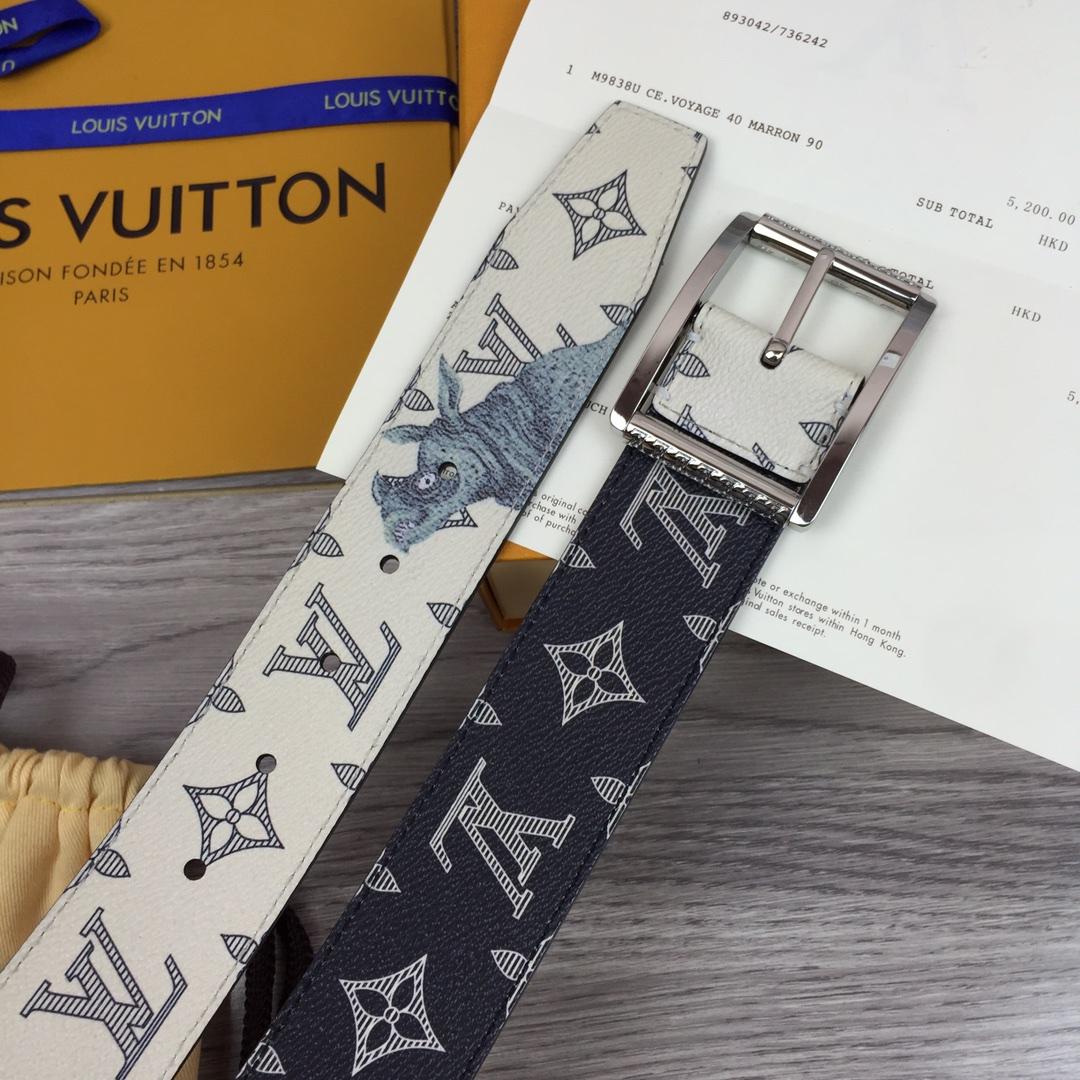 LOUIS VUITTON WHITE/BLUE MONOGRAM SA.VANE CANVAS CHAP.MAN BROTHERS RE.VERSO BELT