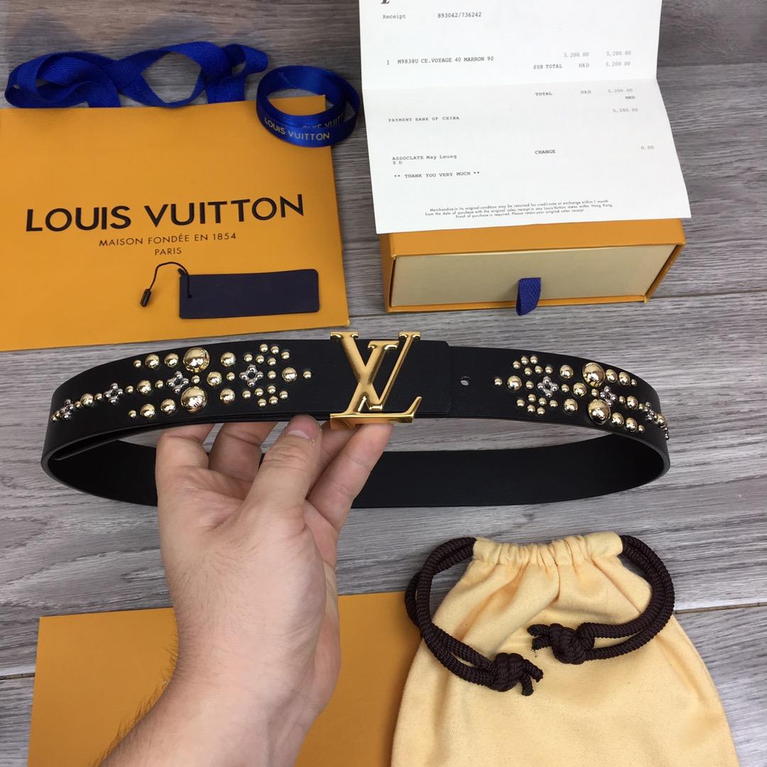 LOUIS VUITTON CALF LEATHER LV ICONIC 35MM BELT