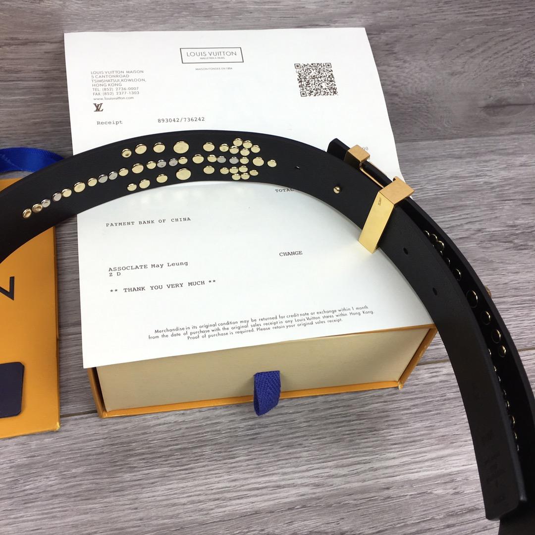 LOUIS VUITTON CALF LEATHER LV ICONIC 35MM BELT