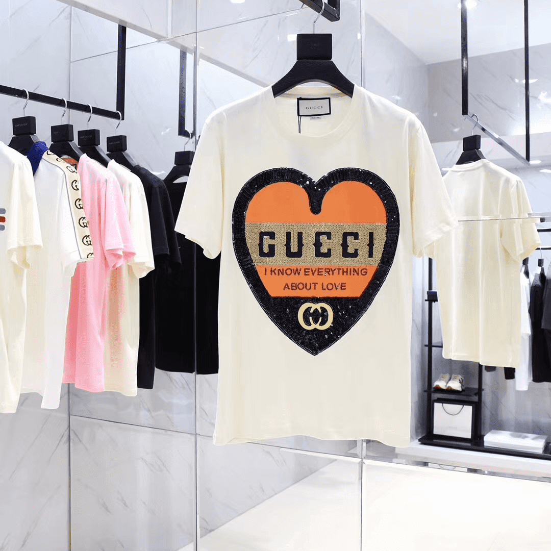 GUCCI CREAM SEQUIN-EMBELLISHED COTTON T-SHIRT