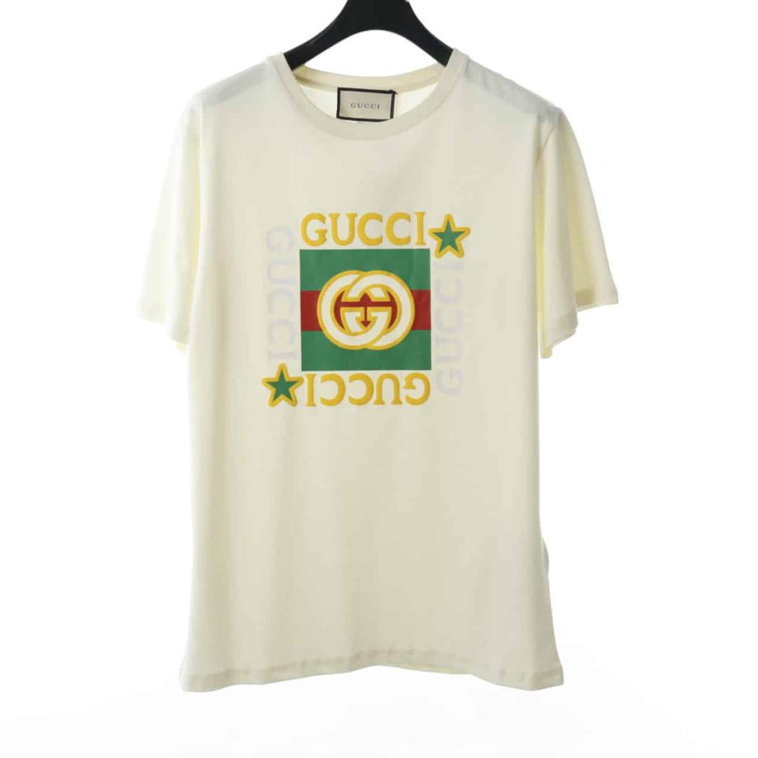 GUCCI 20SS FIVE STAR SQUARE LOGO SHORT SLEEVE T SHIRT