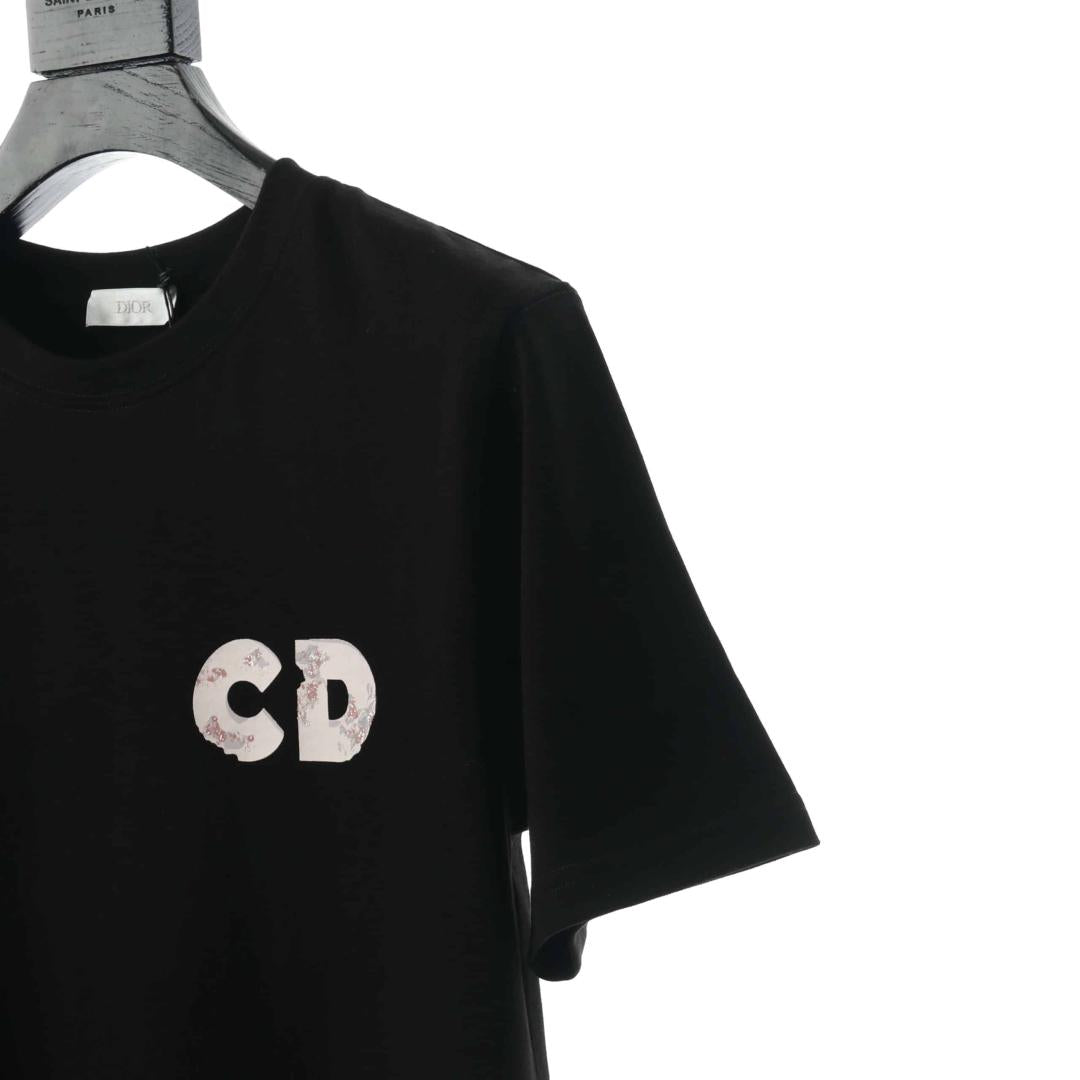 DIOR COUPLE BASKETBALL TIGHT-KNIT BLACK T-SHIRT