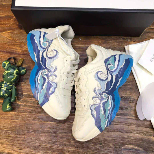 GUCCI RHYTON LEATHER SNEAKER WITH WAVE