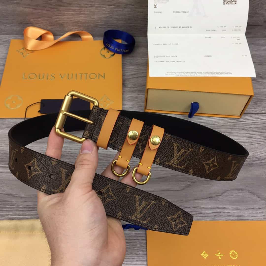 LOUIS VUITTON SIGNATURE BELT MONOGRAM 35MM BROWN