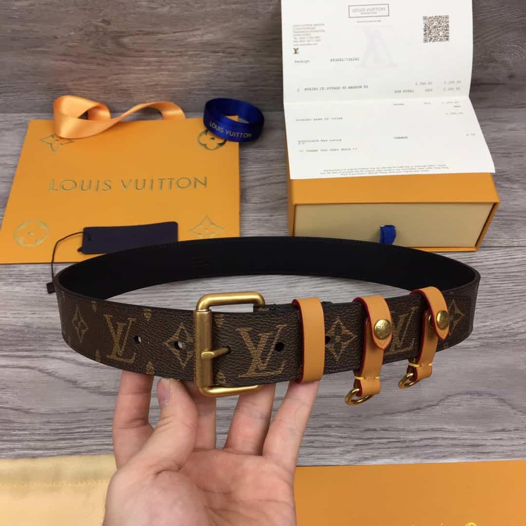 LOUIS VUITTON SIGNATURE BELT MONOGRAM 35MM BROWN
