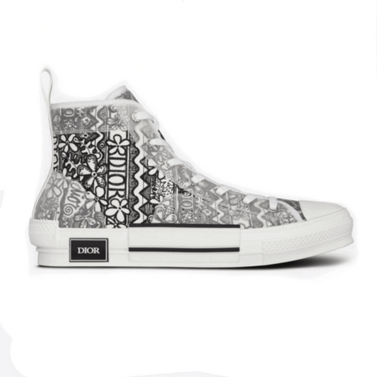 DIOR B23 HIGH-TOP SNEAKER WHITE CANVAS WITH DIOR AND SHAWN EMBROIDERY