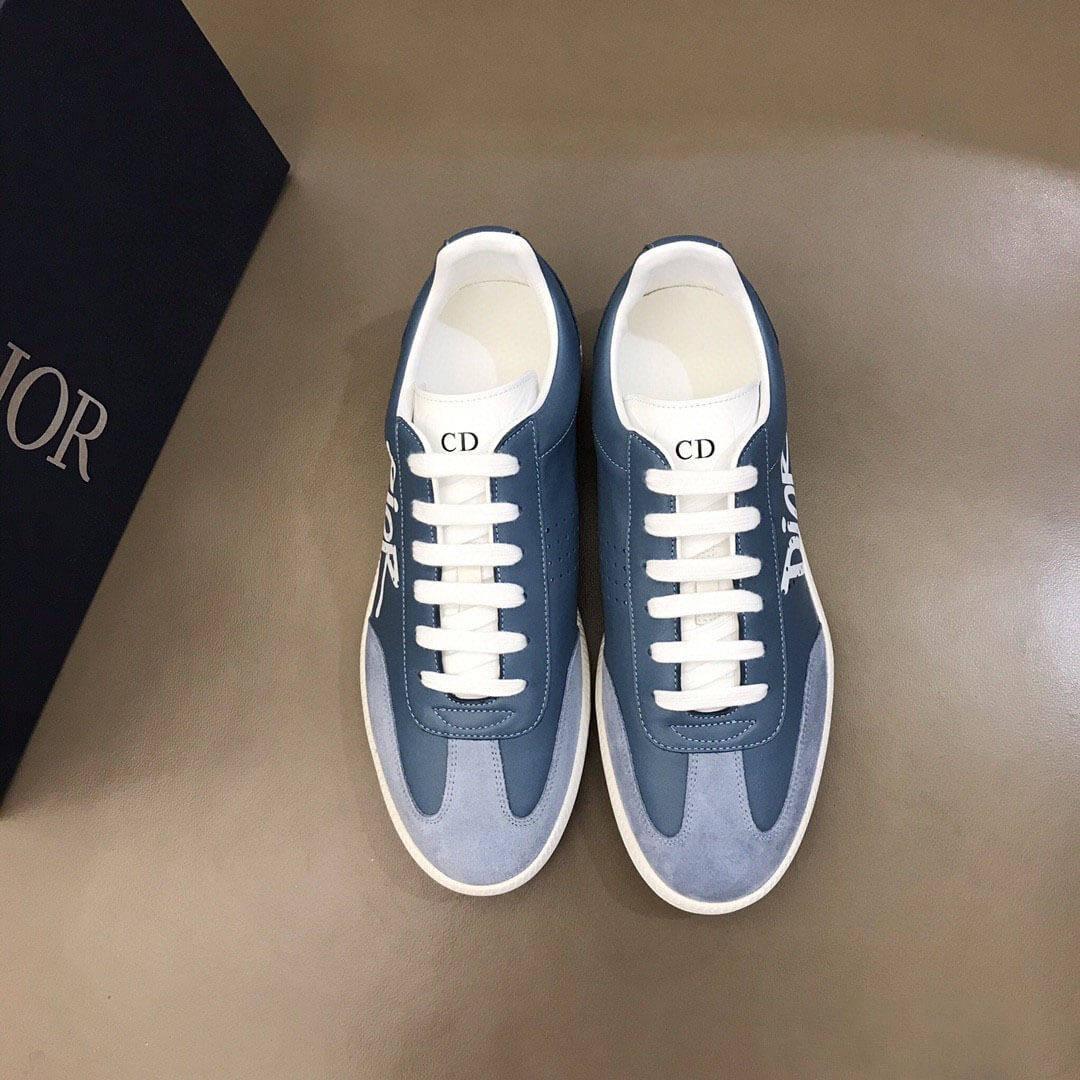 DIOR B01 SNEAKER BLUE SMOOTH CALFSKIN AND SUEDE WITH DIOR AND SHAWN SIGNATURE