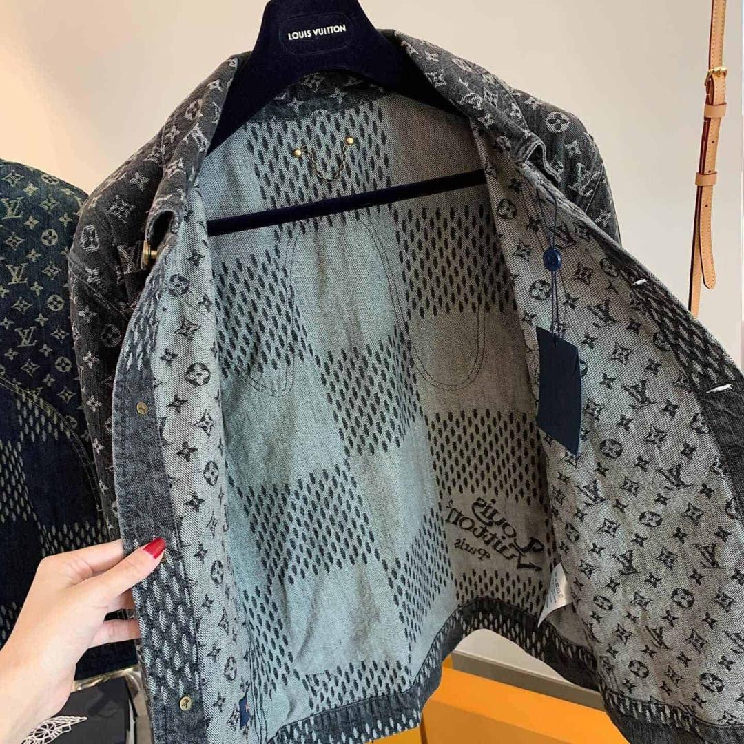 LOUIS VUITTON GIANT DAMIER WAVES MONOGRAM DENIM JACKET