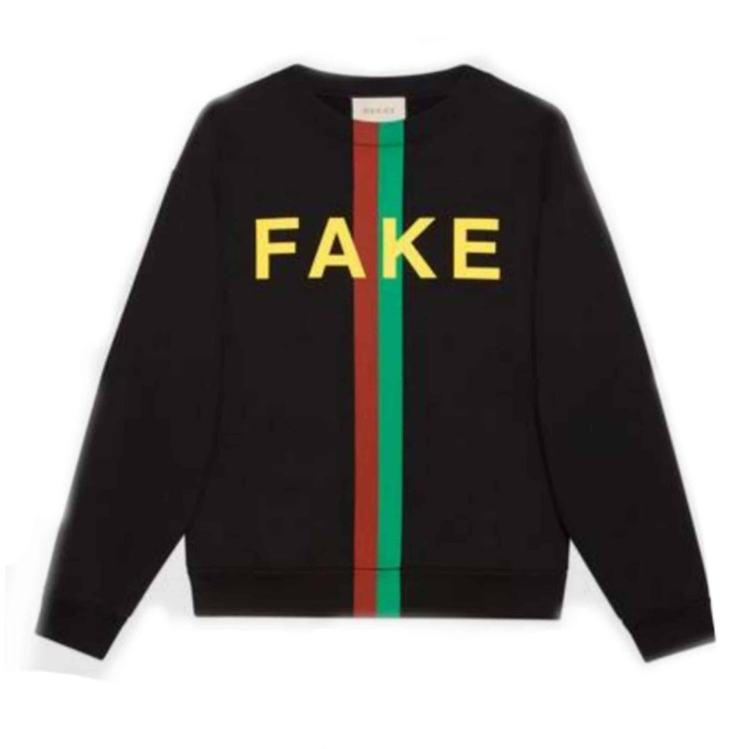 GUCCI BLACK 'FAKE/NOT' PRINT SWEATSHIRT