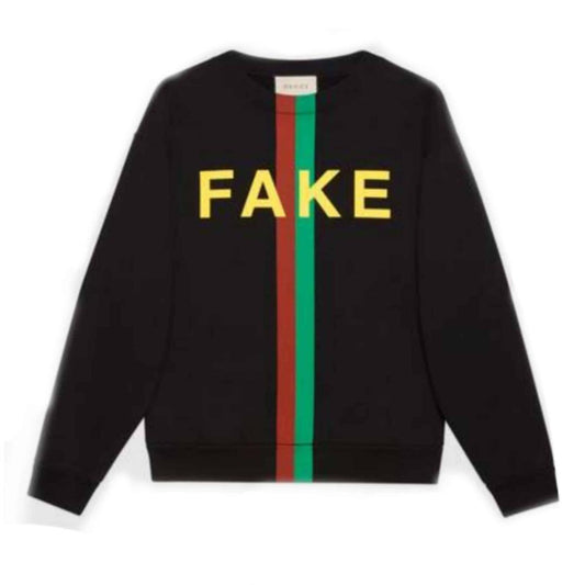 GUCCI BLACK 'FAKE/NOT' PRINT SWEATSHIRT