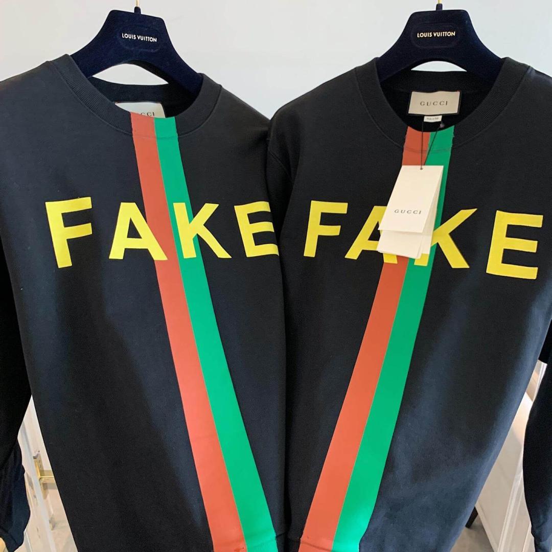 GUCCI BLACK 'FAKE/NOT' PRINT SWEATSHIRT