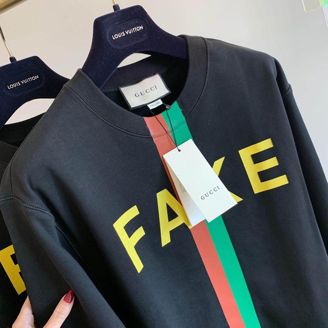 GUCCI BLACK 'FAKE/NOT' PRINT SWEATSHIRT