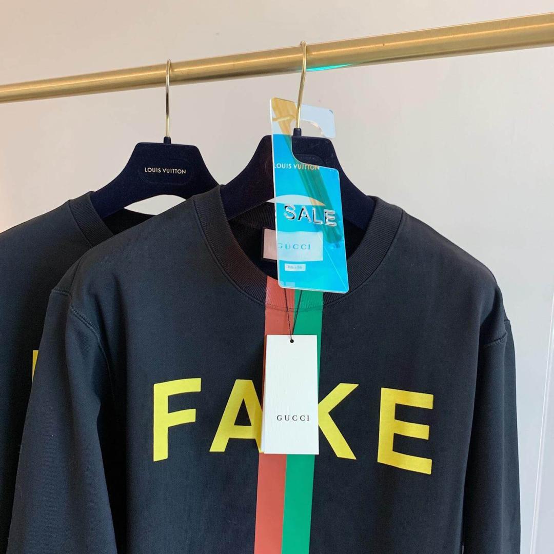 GUCCI BLACK 'FAKE/NOT' PRINT SWEATSHIRT