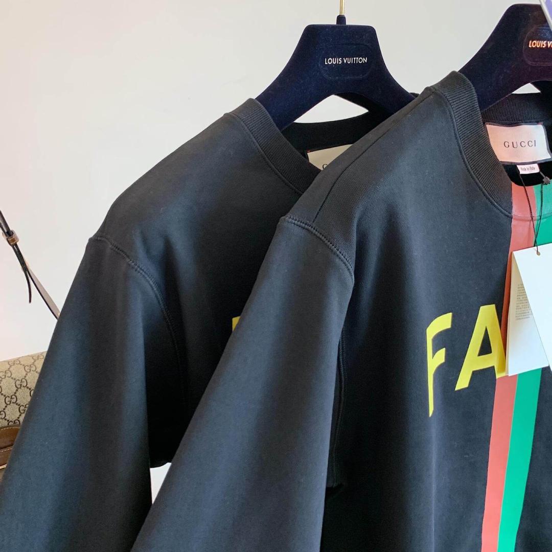 GUCCI BLACK 'FAKE/NOT' PRINT SWEATSHIRT