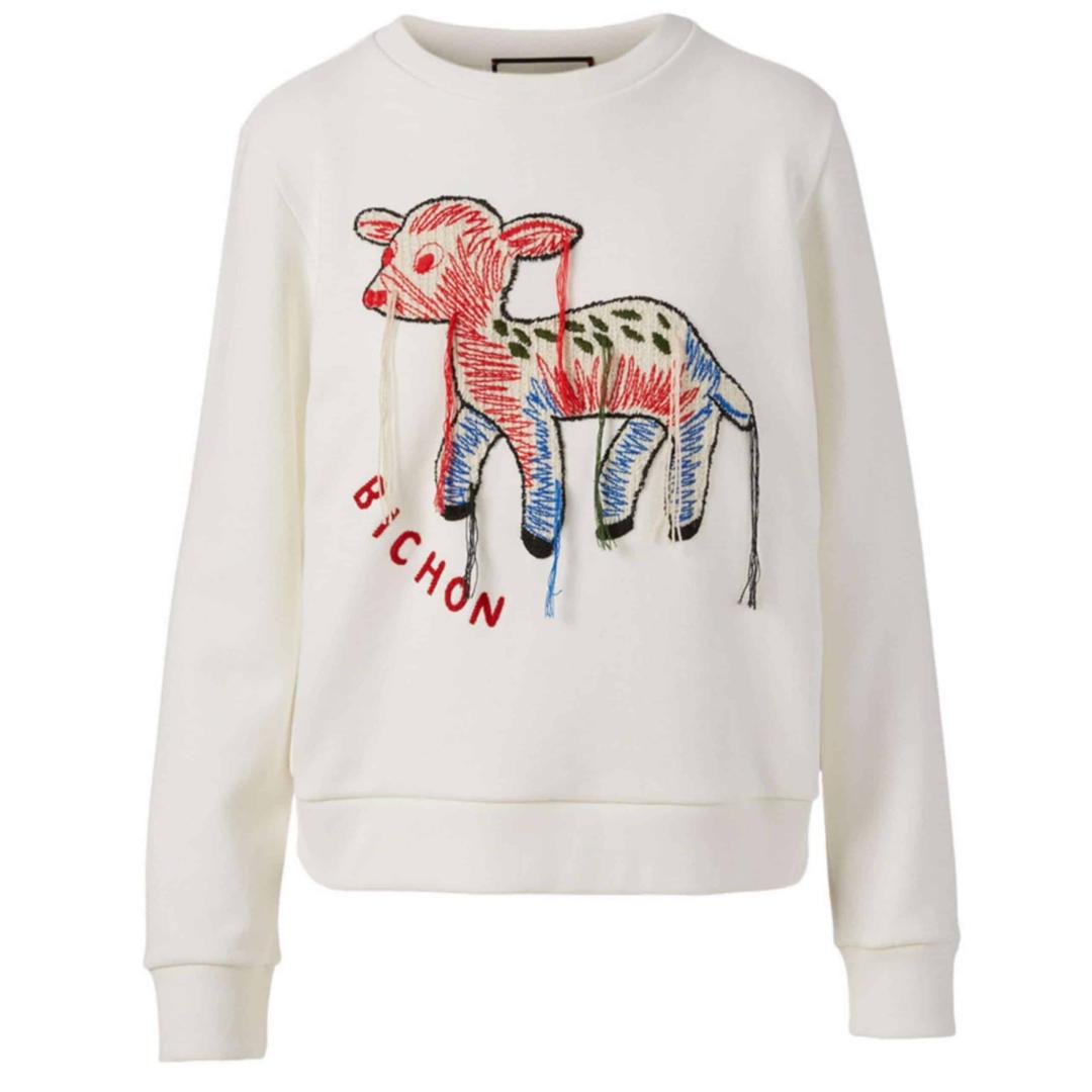 GUCCI MOHAIR SWEATER WITH FAWN INTARSIA