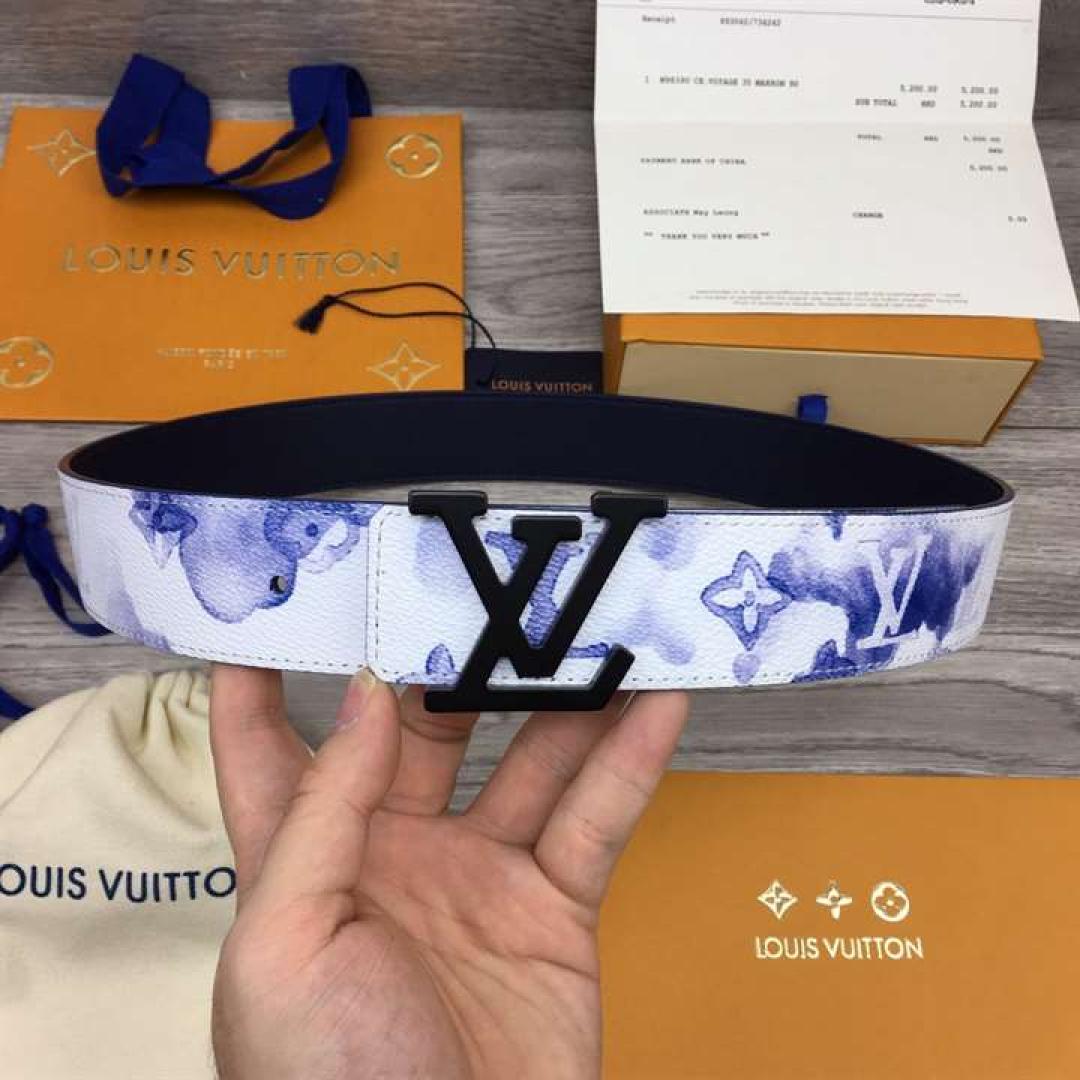 LOUIS VUITTON SHAPE 40MM REVERSIBLE BELT WATERCOLOR BLUE