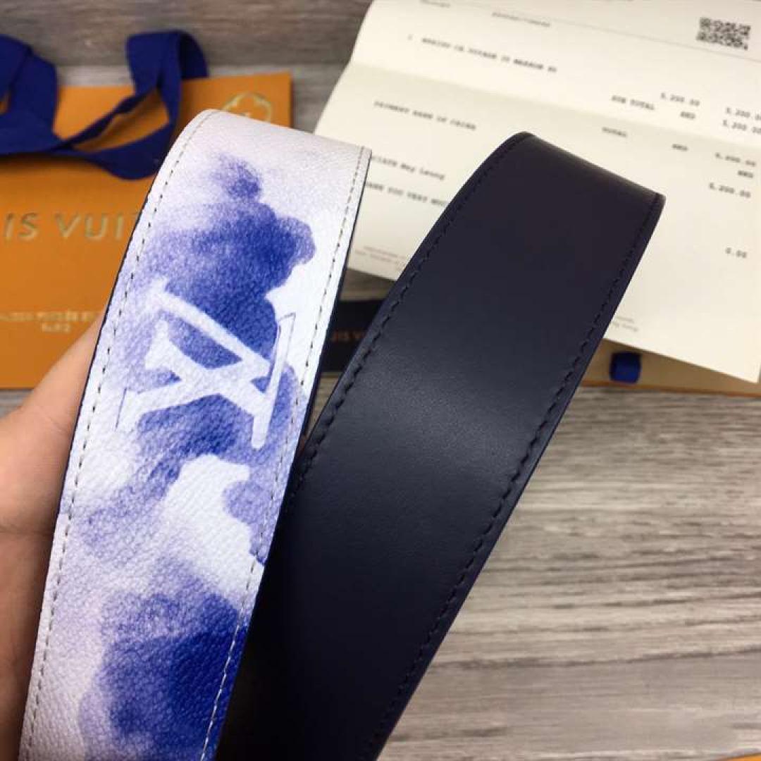 LOUIS VUITTON SHAPE 40MM REVERSIBLE BELT WATERCOLOR BLUE
