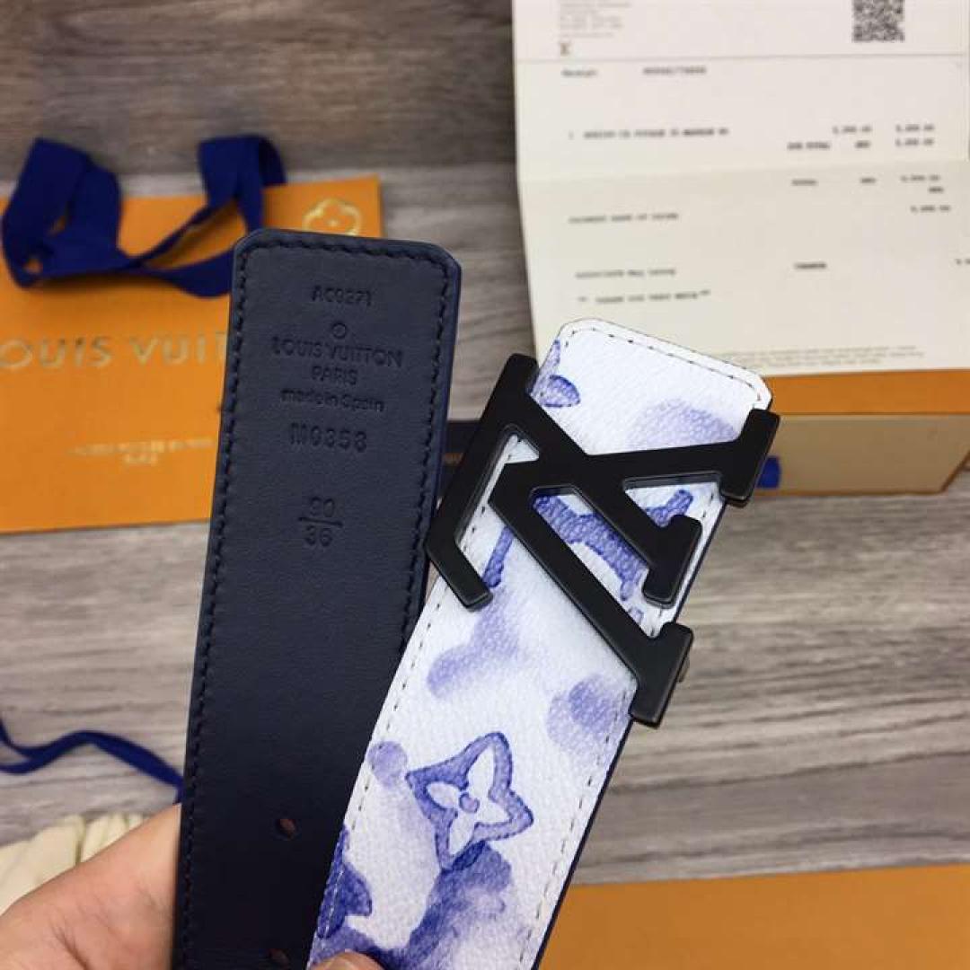 LOUIS VUITTON SHAPE 40MM REVERSIBLE BELT WATERCOLOR BLUE