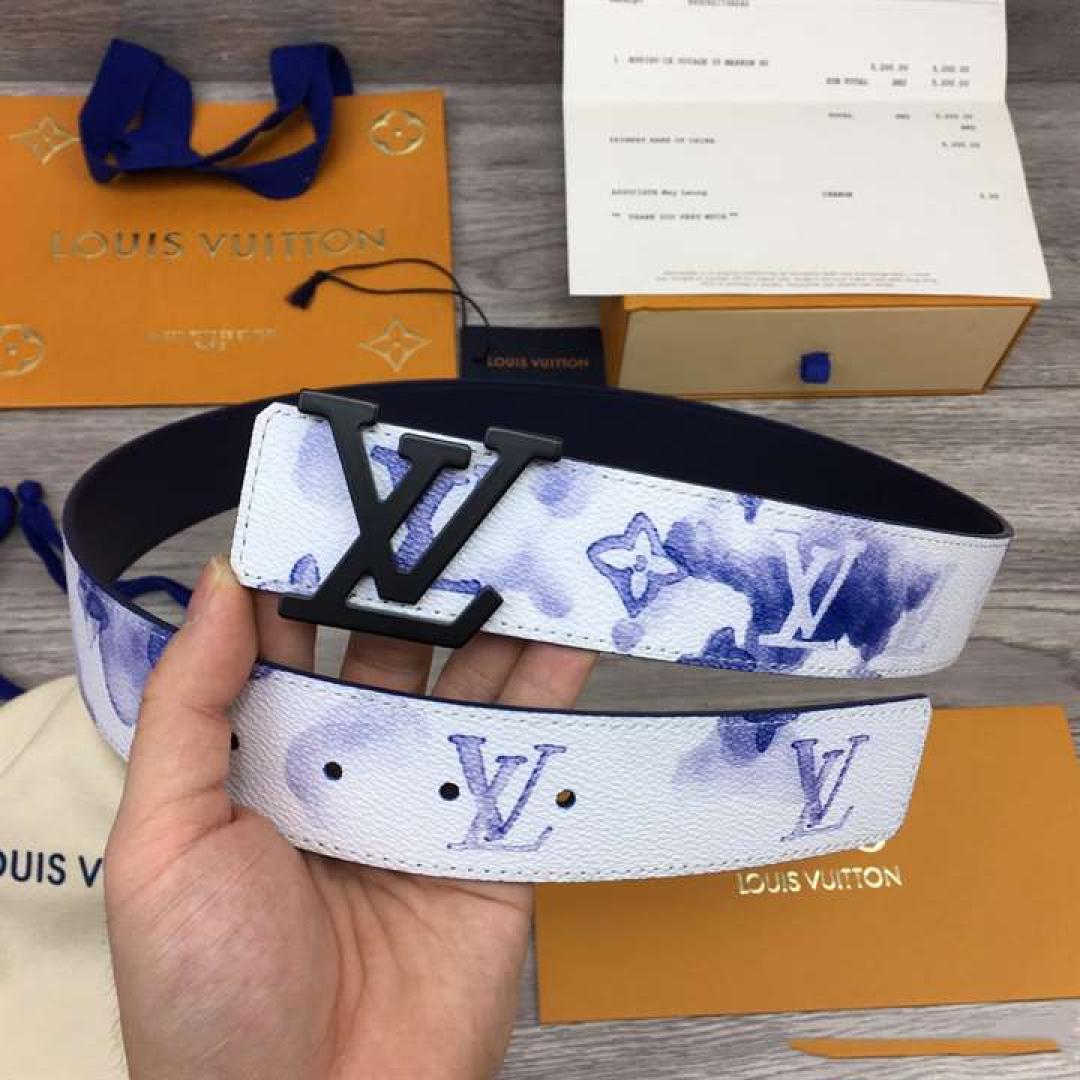 LOUIS VUITTON SHAPE 40MM REVERSIBLE BELT WATERCOLOR BLUE
