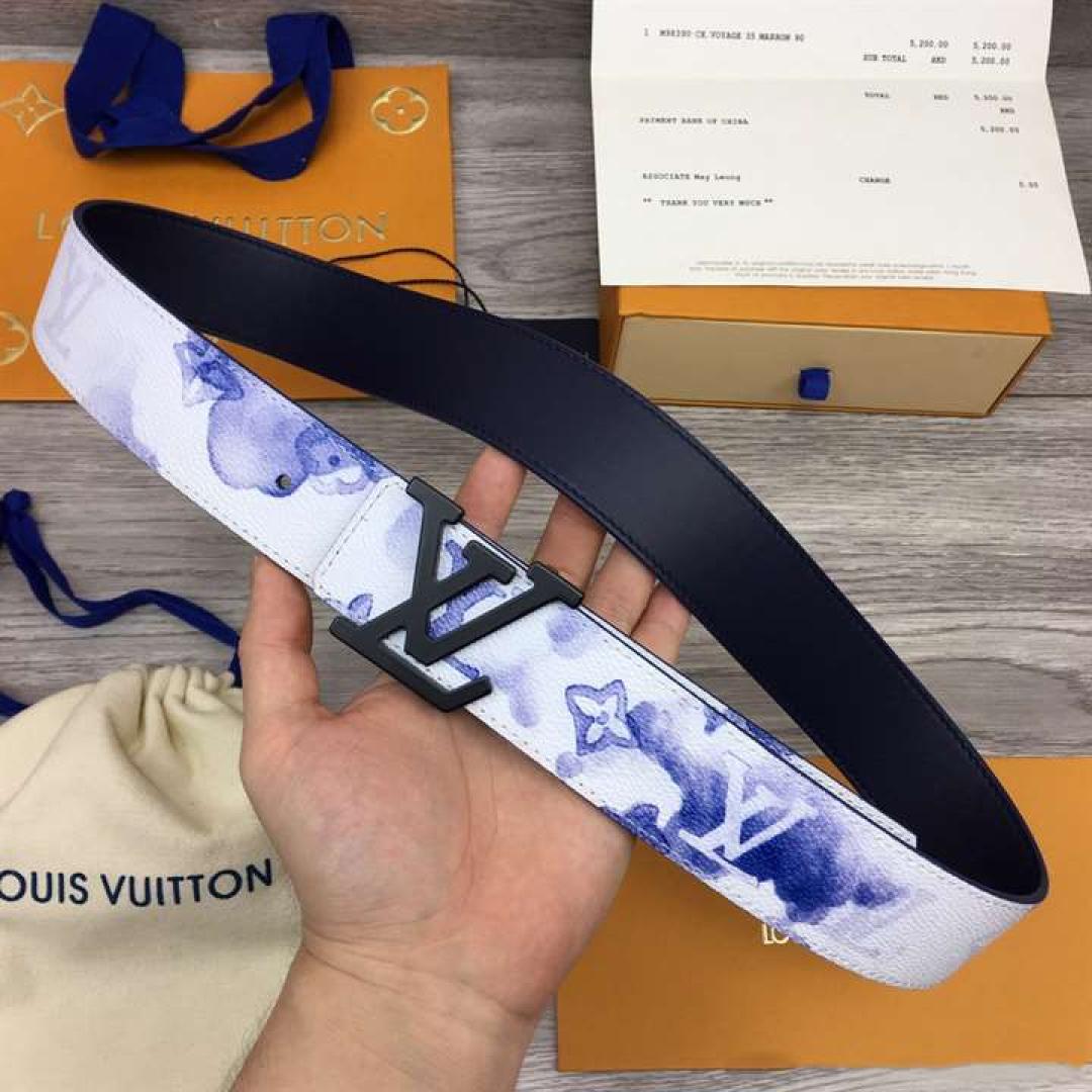 LOUIS VUITTON SHAPE 40MM REVERSIBLE BELT WATERCOLOR BLUE
