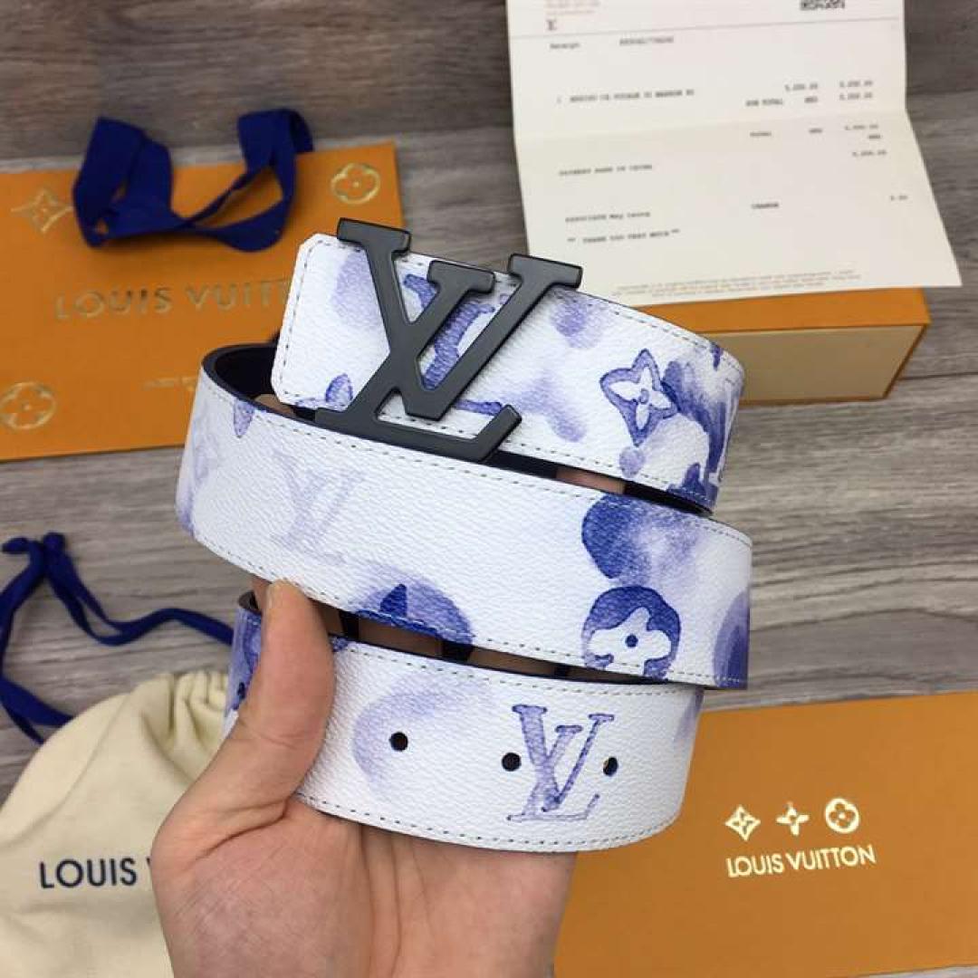LOUIS VUITTON SHAPE 40MM REVERSIBLE BELT WATERCOLOR BLUE