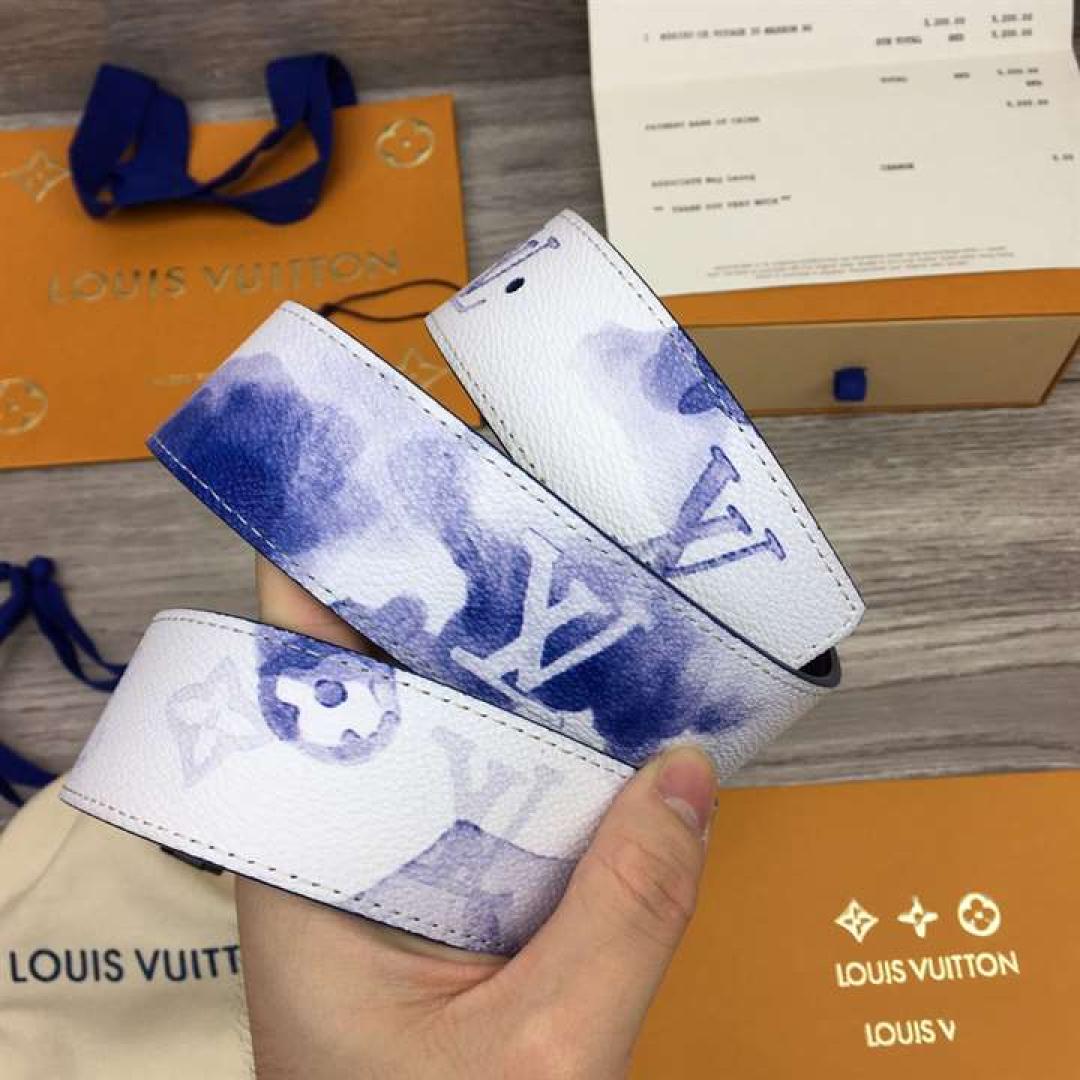 LOUIS VUITTON SHAPE 40MM REVERSIBLE BELT WATERCOLOR BLUE