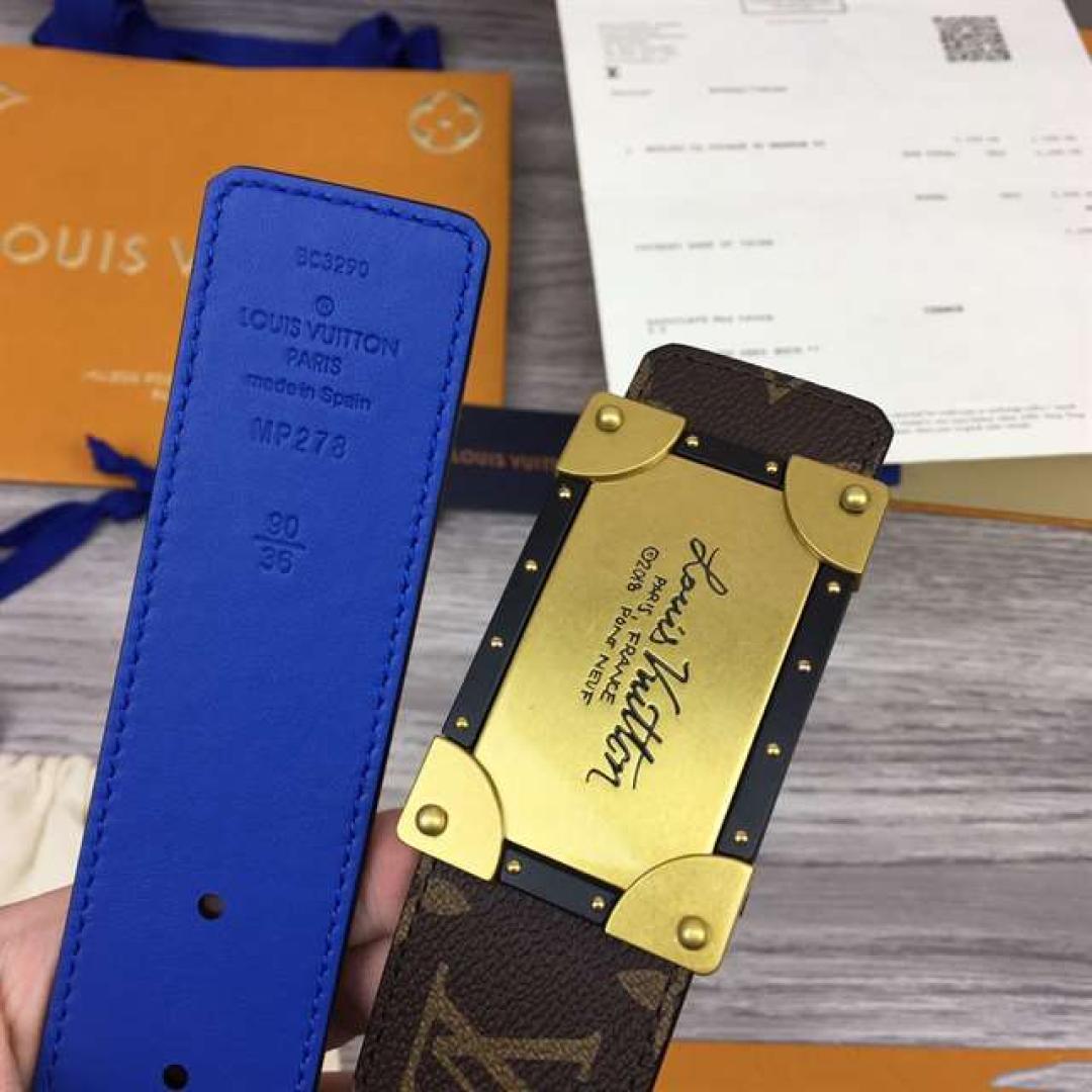 LOUIS VUITTON X NBA 3 STEPS 40MM REVERSIBLE MONOGRAM CANVAS BELT