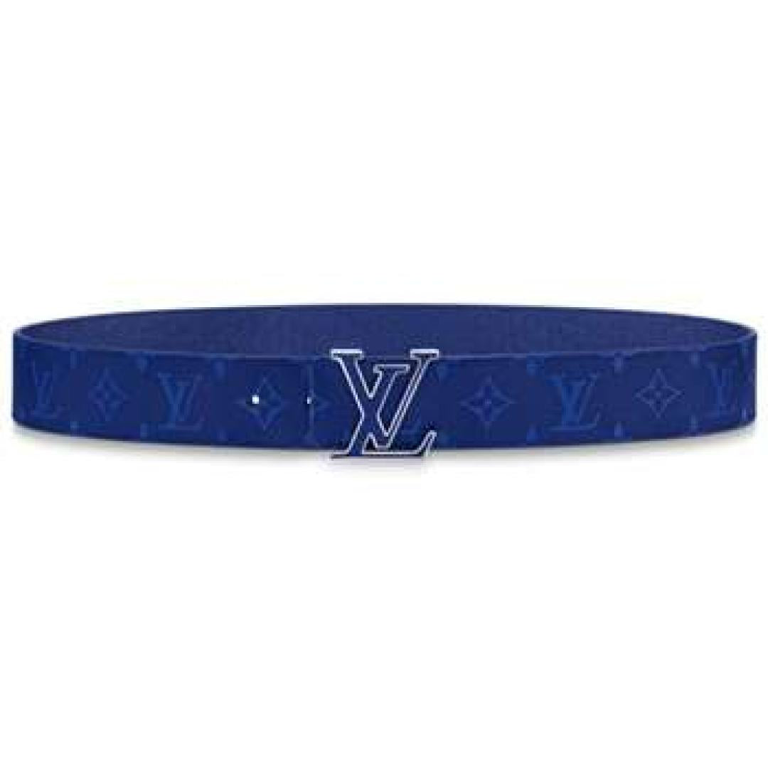 LOUIS VUITTON MEN'S INITIALES 40MM REVERSIBLE BELT BLUE