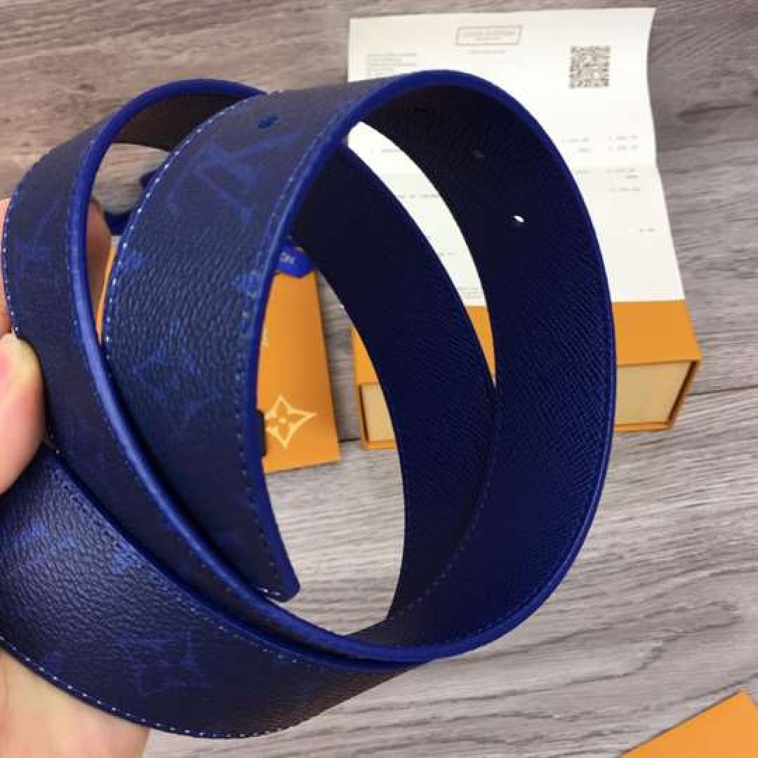 LOUIS VUITTON MEN'S INITIALES 40MM REVERSIBLE BELT BLUE