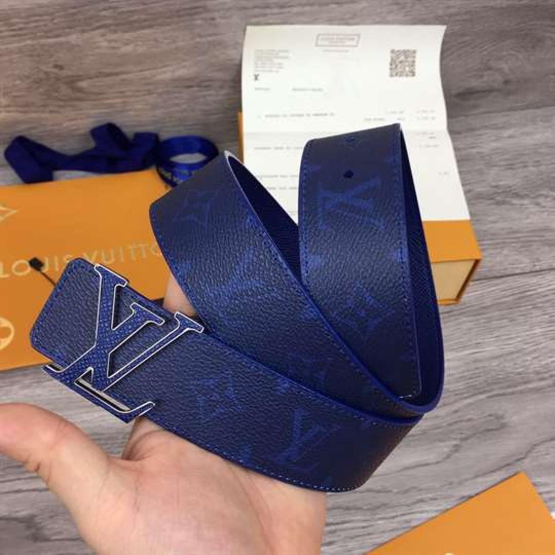 LOUIS VUITTON MEN'S INITIALES 40MM REVERSIBLE BELT BLUE