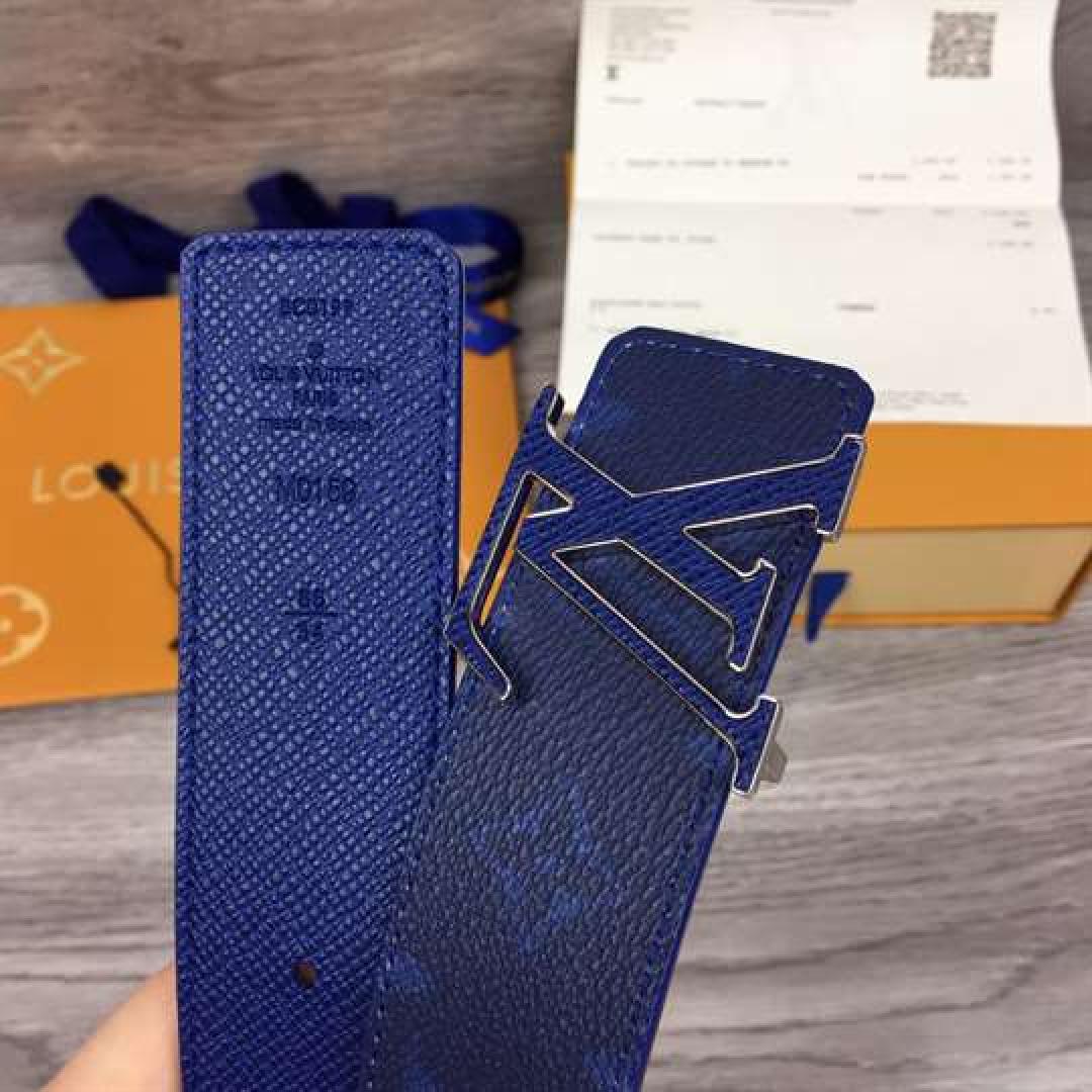 LOUIS VUITTON MEN'S INITIALES 40MM REVERSIBLE BELT BLUE