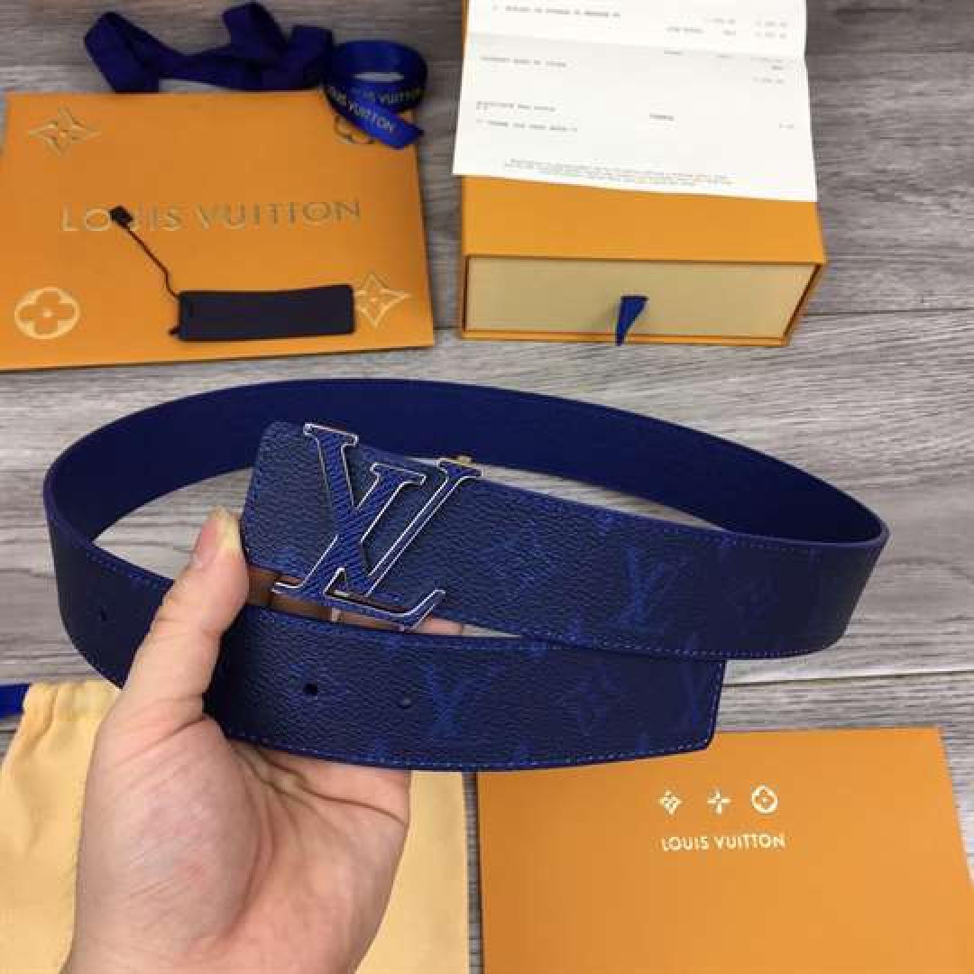 LOUIS VUITTON MEN'S INITIALES 40MM REVERSIBLE BELT BLUE