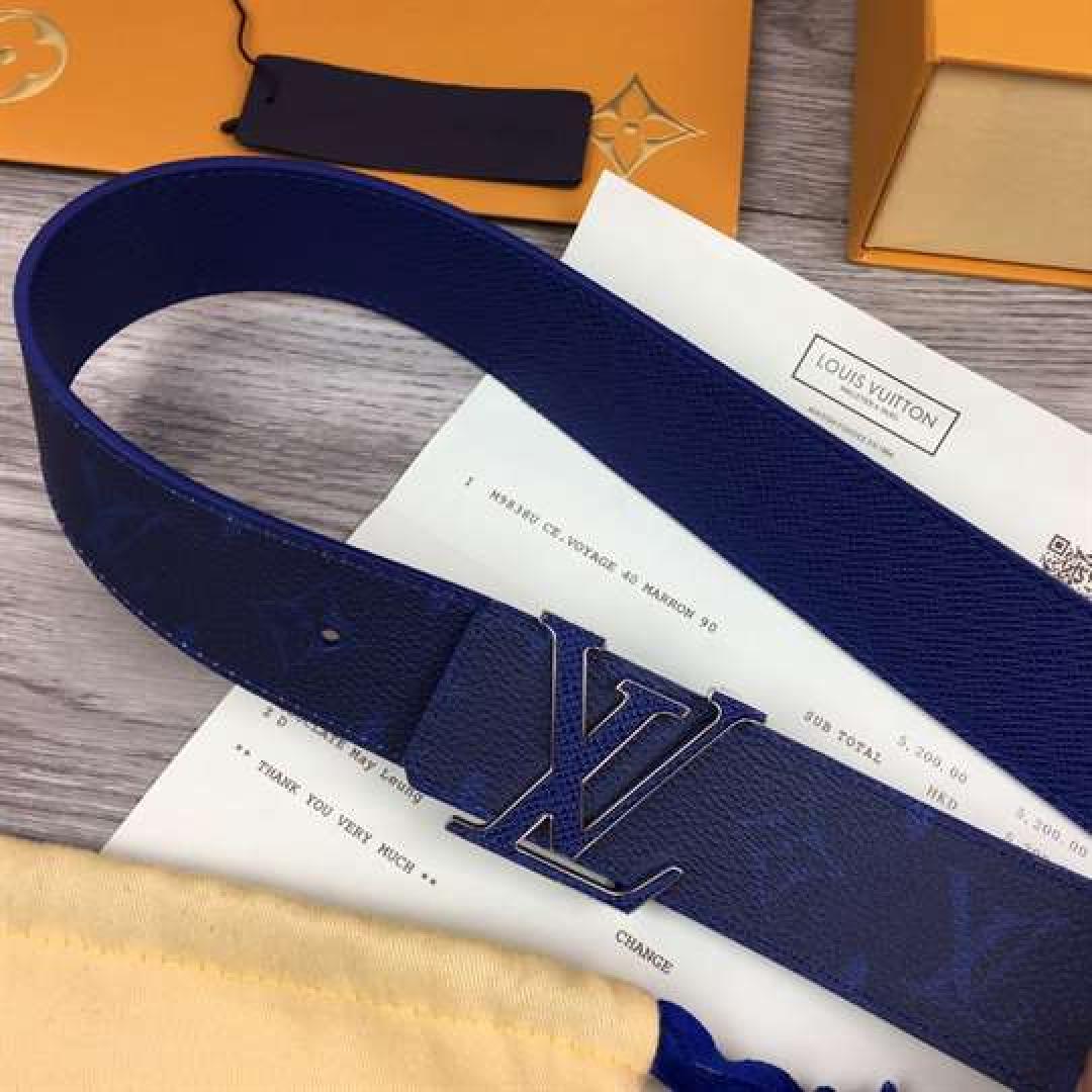 LOUIS VUITTON MEN'S INITIALES 40MM REVERSIBLE BELT BLUE