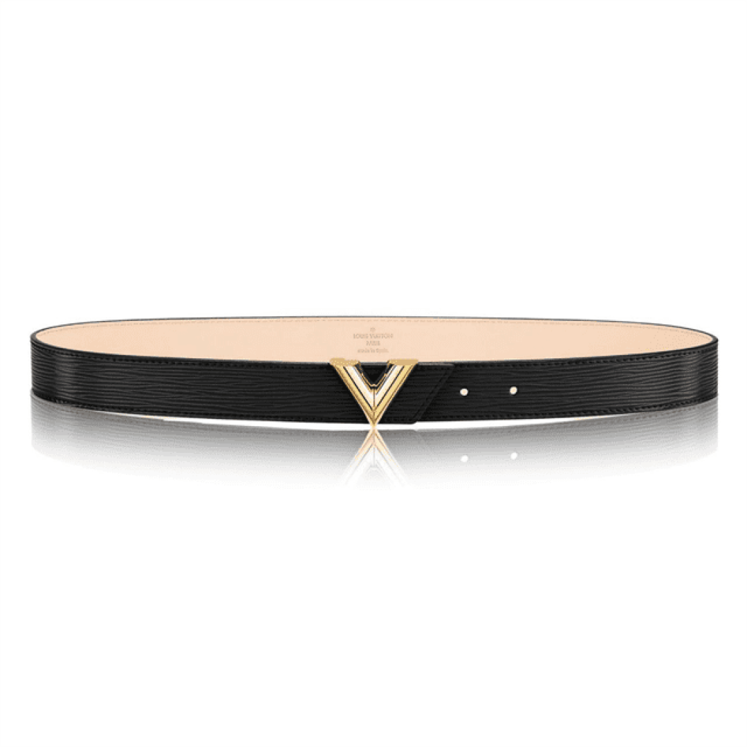 LOUIS VUITTON BLACK EPI LEATHER ESSENTIAL V BELT