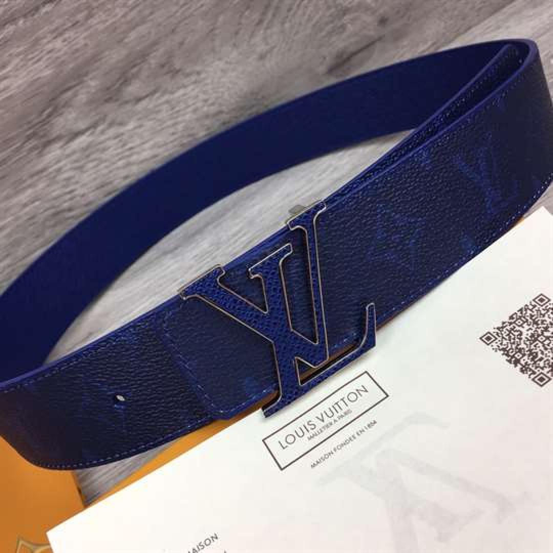 LOUIS VUITTON MEN'S INITIALES 40MM REVERSIBLE BELT BLUE