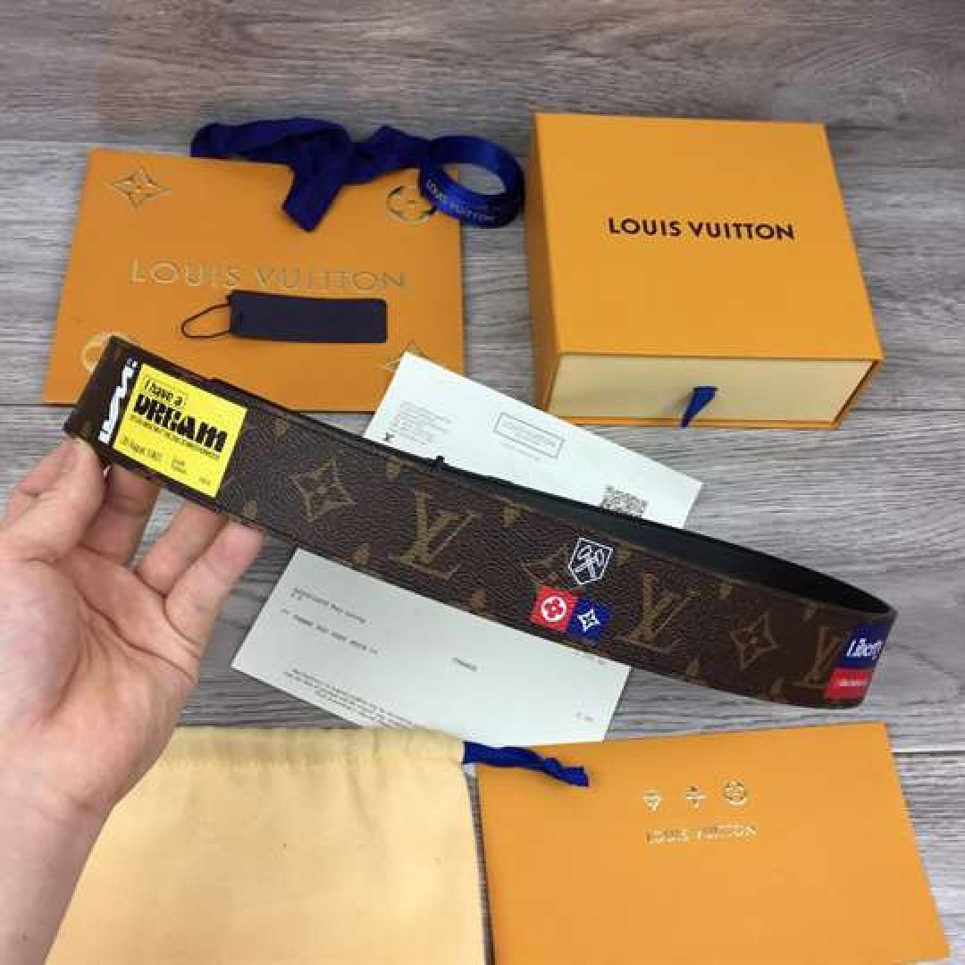 LOUIS VUITTON LV INITIALES BELT MONOGRAM LOGO STORY 40MM BROWN