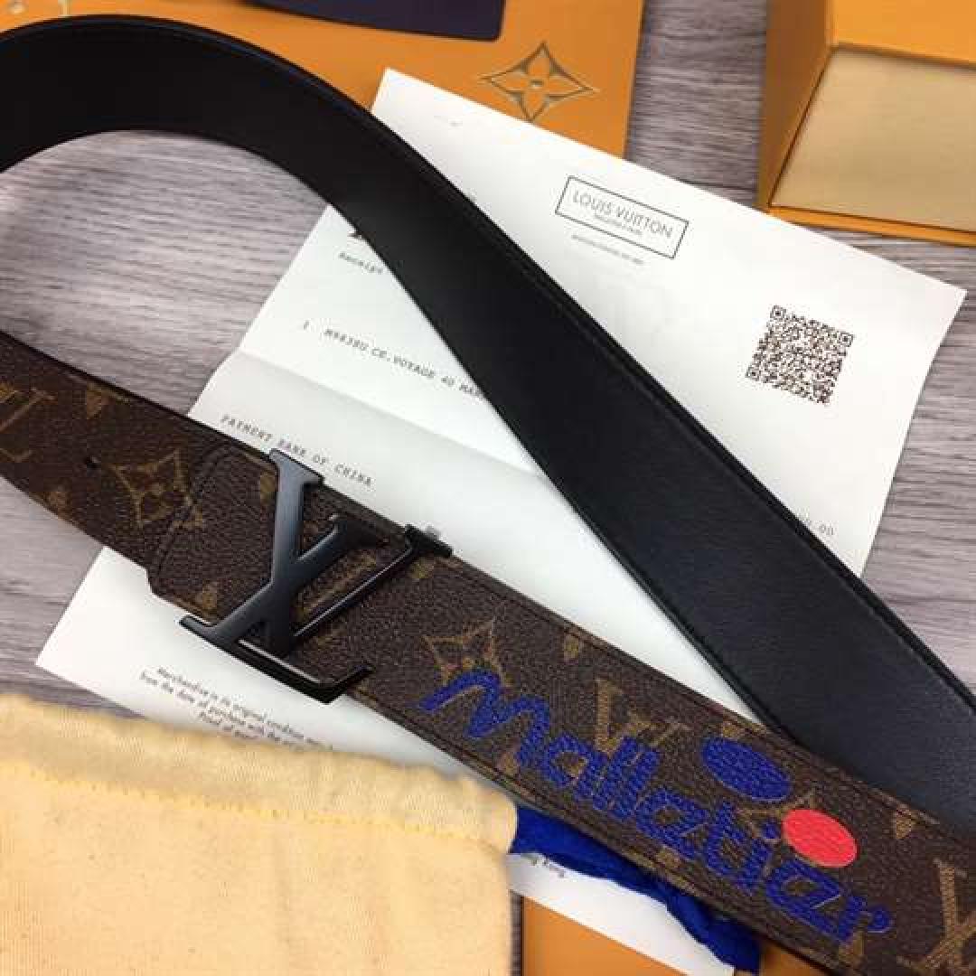 LOUIS VUITTON LV INITIALES BELT MONOGRAM LOGO STORY 40MM BROWN