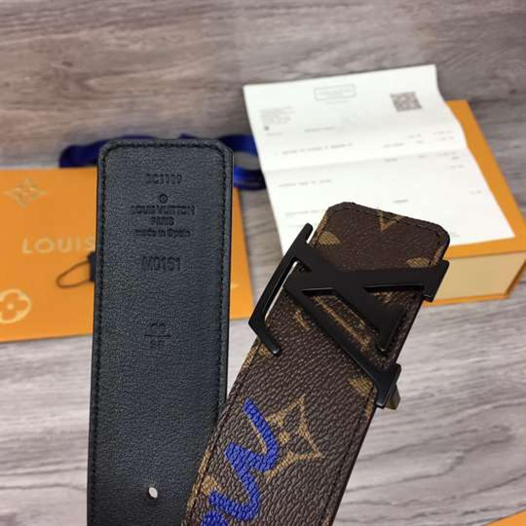 LOUIS VUITTON LV INITIALES BELT MONOGRAM LOGO STORY 40MM BROWN