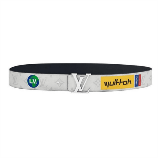 LOUIS VUITTON BELT INITIALES REVERSIBLE MONOGRAM LOGO STORY WHITE