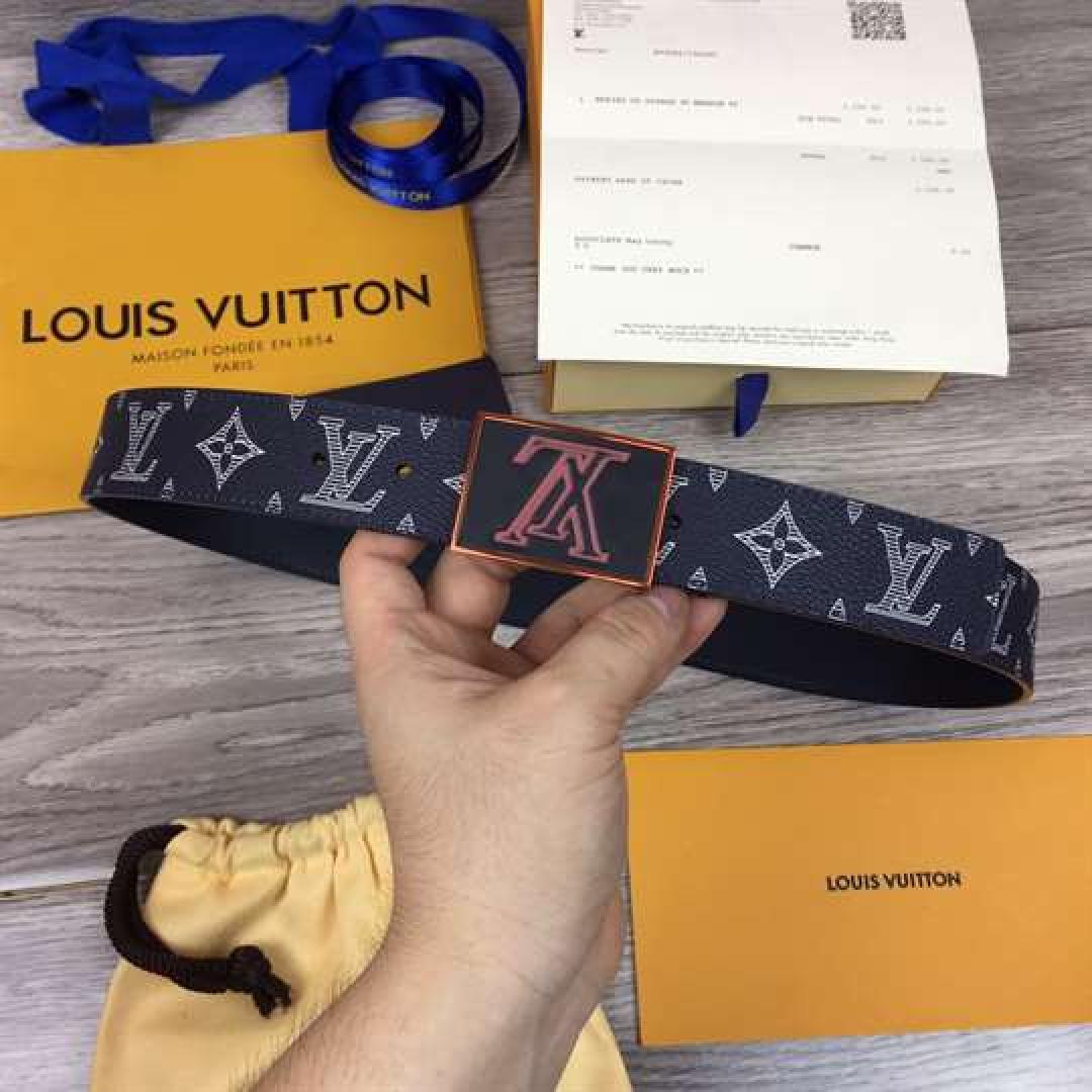 LOUIS VUITTON BELT METROPOLE MONOGRAM UPSIDE DOWN INK NAVY